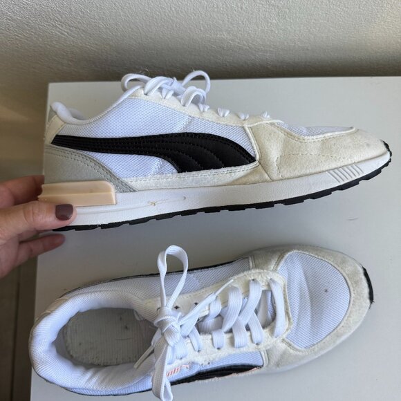 Puma Shoes - PUMA White & Black Sneakers Women’s Size 8.5 – Classic Casual Shoes